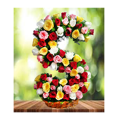 "S Letter Shape Mixed Roses Flower Arrangement - Click here to View more details about this Product